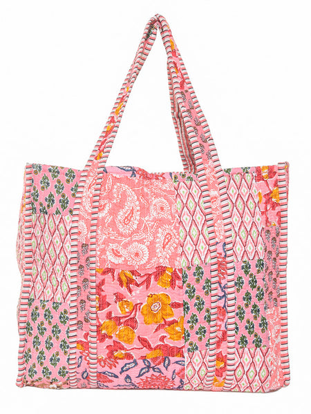 Women Shopping Bag, Cotton Quilted Tote Bag, Indian Handmade Bag, Party Bag, Large Market Bag, Shoulder Bag, Beach Bag, Eco Friendly Tote - 5