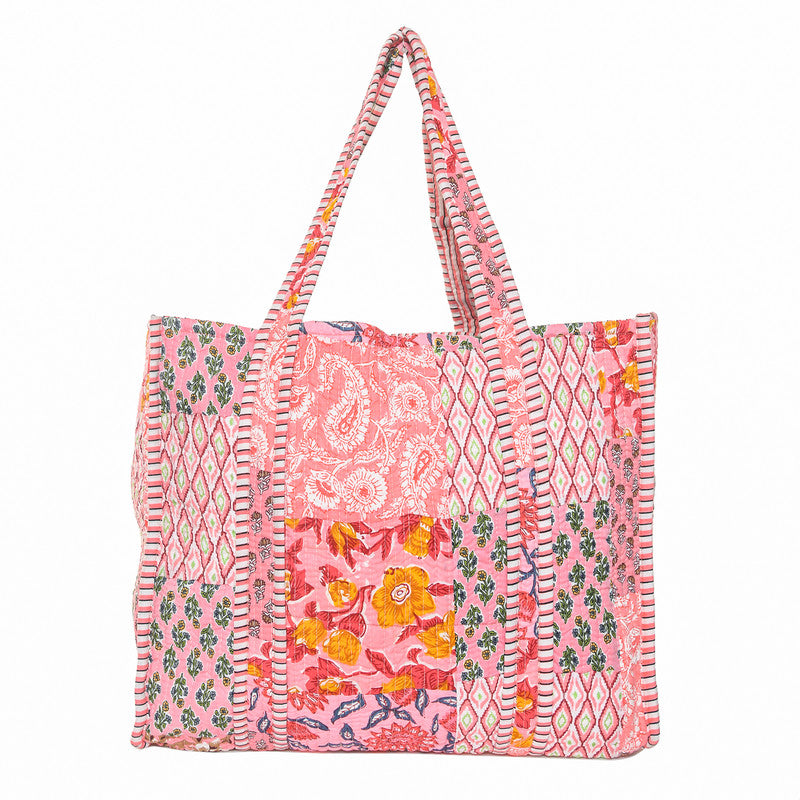 Women Shopping Bag, Cotton Quilted Tote Bag, Indian Handmade Bag, Party Bag, Large Market Bag, Shoulder Bag, Beach Bag, Eco Friendly Tote - 5