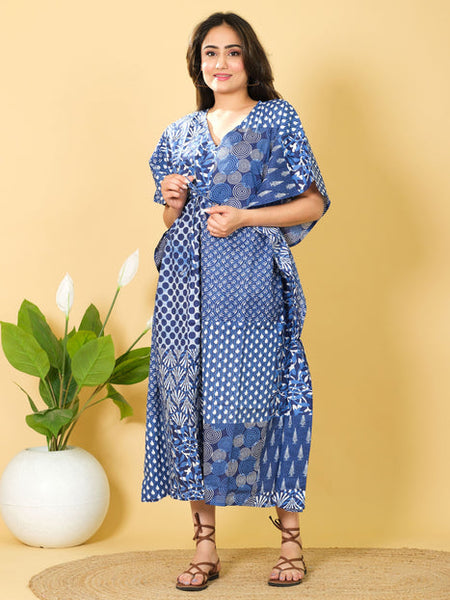 Indian cotton kaftan, free-size cotton caftan dress, perfect as a bikini cover-up, a wonderful gift for her