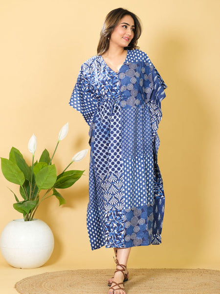 Indian cotton kaftan, free-size cotton caftan dress, perfect as a bikini cover-up, a wonderful gift for her