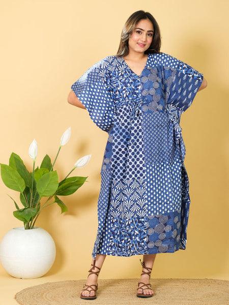 Indian cotton kaftan, free-size cotton caftan dress, perfect as a bikini cover-up, a wonderful gift for her