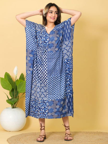 Indian cotton kaftan, free-size cotton caftan dress, perfect as a bikini cover-up, a wonderful gift for her
