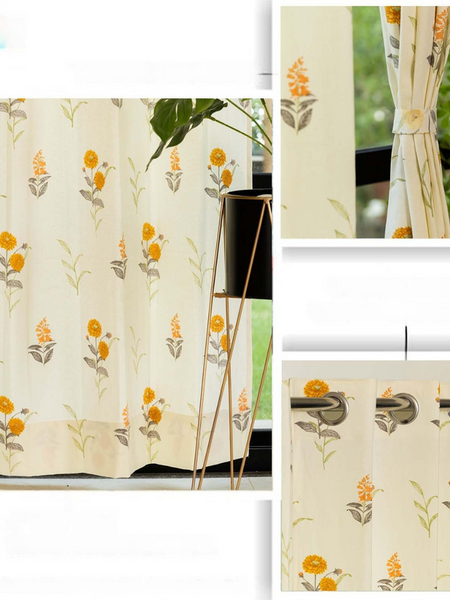 100% Cotton Curtains Coneflower Yellow  for Living Room & Bedroom