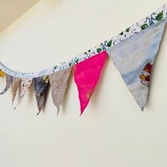 1 pc of Recycled Bunting - SALE Handmade Sari Off Cuts, Eco-Friendly Decoration, Unique Colorful Flags, Vibrant Garden