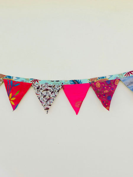 1 pc of Recycled Bunting - SALE Handmade Sari Off Cuts, Eco-Friendly Decoration, Unique Colorful Flags, Vibrant Garden Garland