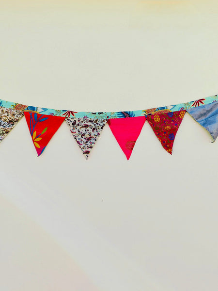 1 pc of Recycled Bunting - SALE Handmade Sari Off Cuts, Eco-Friendly Decoration, Unique Colorful Flags, Vibrant Garden Garland