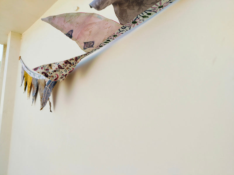 1 pc of Recycled Bunting - SALE Handmade Sari Off Cuts, Eco-Friendly Decoration, Unique Colorful Flags, Vibrant Garden