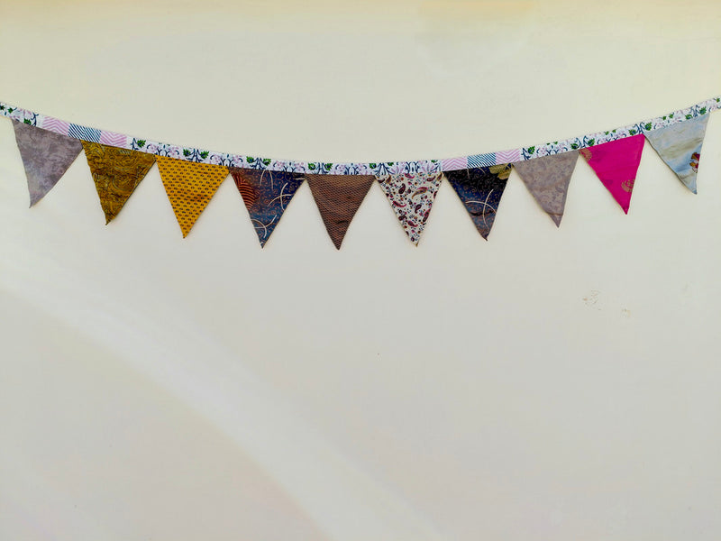1 pc of Recycled Bunting - SALE Handmade Sari Off Cuts, Eco-Friendly Decoration, Unique Colorful Flags, Vibrant Garden