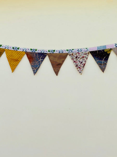 Recycled Bunting - SALE Handmade Sari Off Cuts, Eco-Friendly Decoration, Unique Colorful Flags, Vibrant Garden Garland
