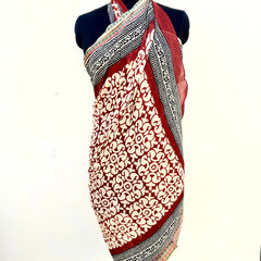 Hand Block Printed Cotton Sarongs & Scarves - Lightweight Summer Dupattas & Beachwear Gifts for Her - 21