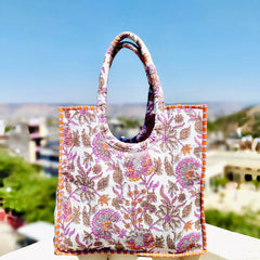 Quilted Jhola Bag, Cotton Quilted Tote Bags, Handmade Quilted Printed Market Bag, Tote Shopping Bag, Hippie Bag, Market Bag, Tote Bags