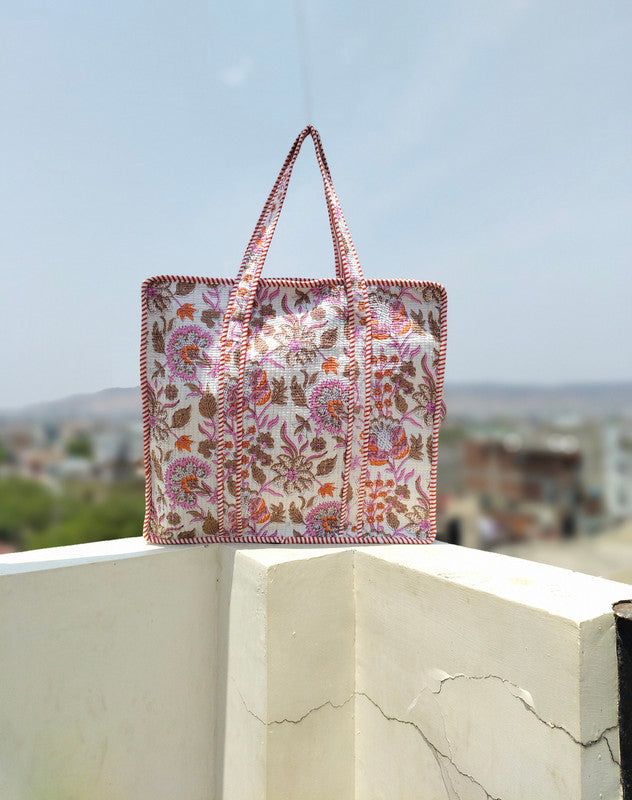 Women Shopping Bag, Cotton Quilted Tote Bag, Indian Handmade Bag, Party Bag, Large Market Bag, Shoulder Bag, Beach Bag, Eco Friendly Tote - 2