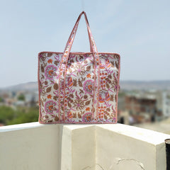 Women Shopping Bag, Cotton Quilted Tote Bag, Indian Handmade Bag, Party Bag, Large Market Bag, Shoulder Bag, Beach Bag, Eco Friendly Tote - 2