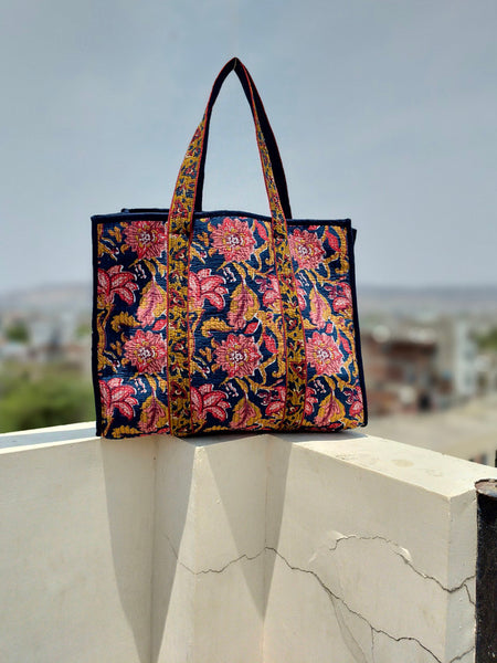 Handmade Patchwork Tote Bag, Indian Making Quilted Tote Bags, Eco Friendly Boho Shopper Bags, Vintage Shoulder Bag, Women's Carry Bag - 2