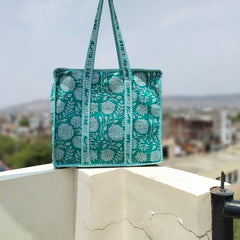 Women Shopping Bag, Cotton Quilted Tote Bag, Indian Handmade Bag, Party Bag, Large Market Bag, Shoulder Bag, Beach Bag, Eco Friendly Tote - 3