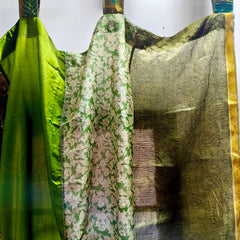 Handmade Indian Silk Saree Curtains Boho Patchwork Window Decor (Set of 2) - 11