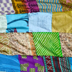 Handmade Indian Silk Saree Curtains Boho Patchwork Window Decor (Set of 2) - 4