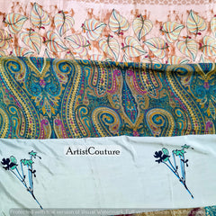 Handmade Indian Silk Saree Curtains Boho Patchwork Window Decor (Set of 2) - 1