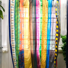 Handmade Indian Silk Saree Curtains Boho Patchwork Window Decor (Set of 2) - 6