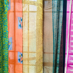 Handmade Indian Silk Saree Curtains Boho Patchwork Window Decor (Set of 2) - 6