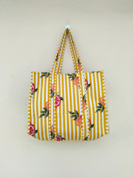 Quilted cotton handprinted reversible large floral patch work stripe tote bag eco friendly Sturdy Grocery Shopping Artist Boho - 33