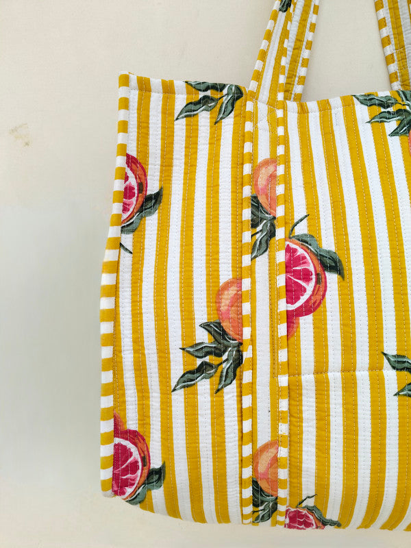 Quilted cotton handprinted reversible large floral patch work stripe tote bag eco friendly Sturdy Grocery Shopping Artist Boho - 34