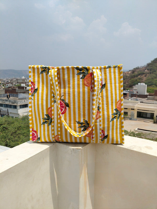 Quilted cotton handprinted reversible large floral patch work stripe tote bag eco friendly Sturdy Grocery Shopping Artist Boho - 34