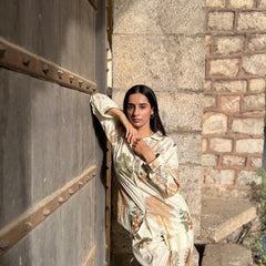 White Floral Long Sleeve Pajama Set for Women Cozy Sleepwear & Perfect Gift for Her