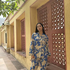 Women's Floral Cotton Pajama Set - Soft, Breathable Summer Sleepwear | Lightweight Cozy Lounge Set | Cute Printed Nightwear for Women