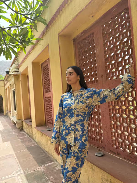 Women's Floral Cotton Pajama Set - Soft, Breathable Summer Sleepwear | Lightweight Cozy Lounge Set | Cute Printed Nightwear for Women