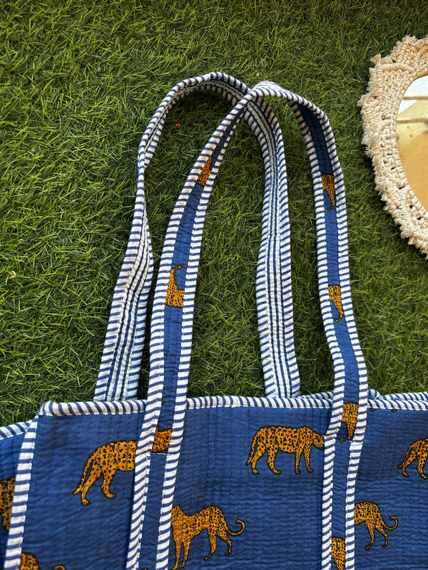 Quilted Cotton Boho Tote Multi-Color Gardenia Bloom Reversible & Handmade