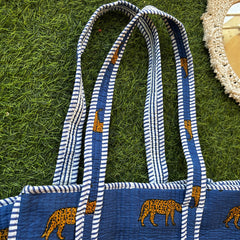 Quilted Cotton Boho Tote Multi-Color Gardenia Bloom Reversible & Handmade