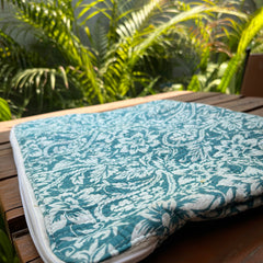 Reversible Handprinted Quilted Cotton Laptop Bag - Boho Floral & Striped Patchwork