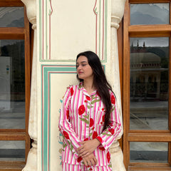 Women's Floral Long Sleeve Pajama Set Cozy Sleepwear Gift for Her - 1