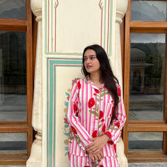 Women's Floral Long Sleeve Pajama Set Cozy Sleepwear Gift for Her - 1