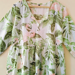 Handmade Stripes Tiger Midi Dress - Cotton Summer Boho Dress with Deep V-Neck & Block Print Design - 4