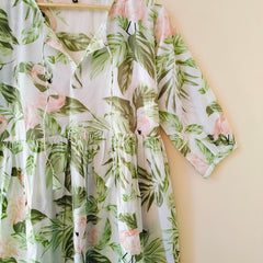 Handmade Stripes Tiger Midi Dress - Cotton Summer Boho Dress with Deep V-Neck & Block Print Design - 4