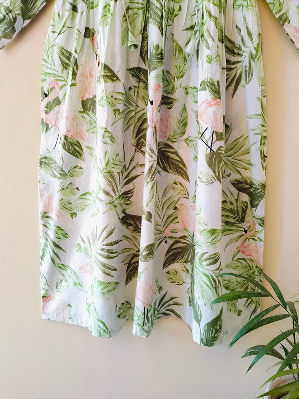 Handmade Stripes Tiger Midi Dress - Cotton Summer Boho Dress with Deep V-Neck & Block Print Design - 4