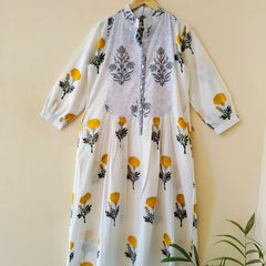 Handmade Stripes Tiger Midi Dress - Cotton Summer Boho Dress with Deep V-Neck & Block Print Design - 2