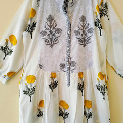 Handmade Stripes Tiger Midi Dress - Cotton Summer Boho Dress with Deep V-Neck & Block Print Design - 2