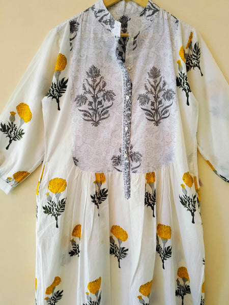 Handmade Stripes Tiger Midi Dress - Cotton Summer Boho Dress with Deep V-Neck & Block Print Design - 2