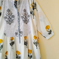 Handmade Stripes Tiger Midi Dress - Cotton Summer Boho Dress with Deep V-Neck & Block Print Design - 2