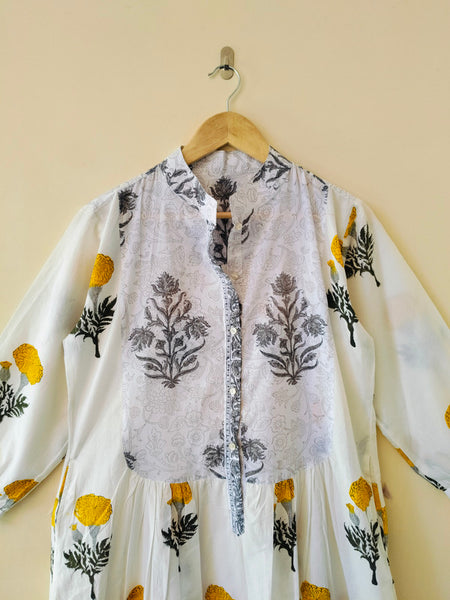 Handmade Stripes Tiger Midi Dress - Cotton Summer Boho Dress with Deep V-Neck & Block Print Design - 2