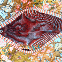 Quilted cotton handprinted reversible large floral patch work stripe tote bag eco friendly Sturdy Grocery Shopping Artist Boho - 43