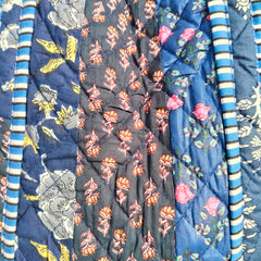 Quilted cotton handprinted reversible large floral patch work stripe tote bag eco friendly Sturdy Grocery Shopping Artist Boho - 42