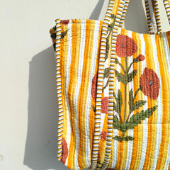 Floral Printed Cotton Tote Bag Eco Friendly Sustainable Sturdy Grocery Shopping Tote Bag Handmade Boho Bag Quilted Tote Bag Market Bag