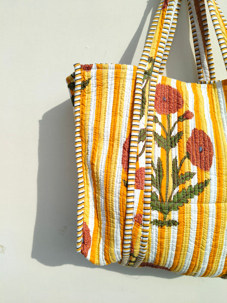 Floral Printed Cotton Tote Bag Eco Friendly Sustainable Sturdy Grocery Shopping Tote Bag Handmade Boho Bag Quilted Tote Bag Market Bag