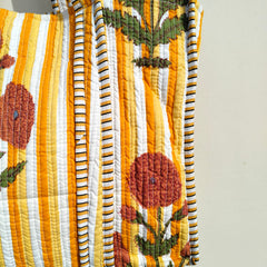 Floral Printed Cotton Tote Bag Eco Friendly Sustainable Sturdy Grocery Shopping Tote Bag Handmade Boho Bag Quilted Tote Bag Market Bag