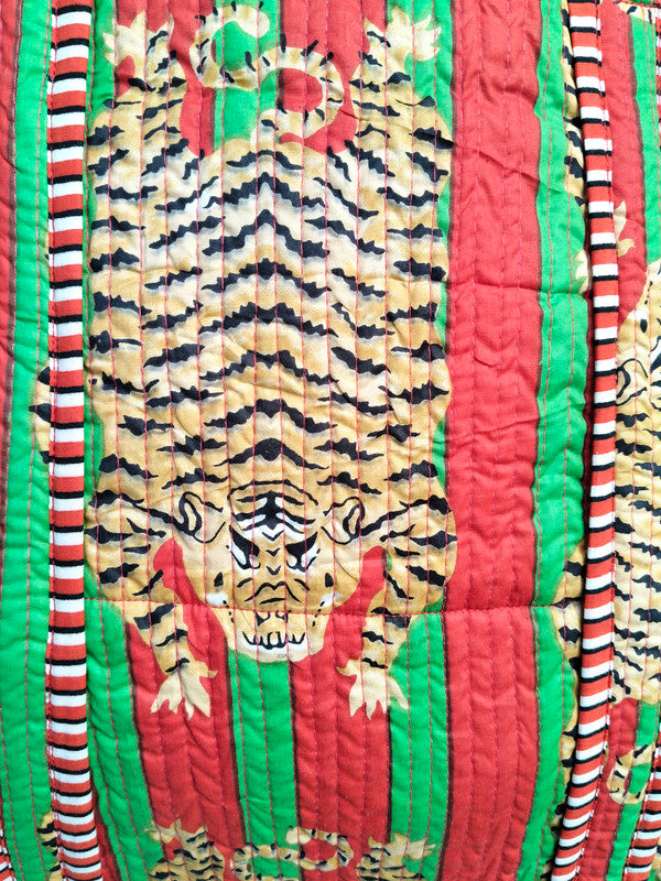 Quilted cotton handprinted reversible large floral patch work stripe tote bag eco friendly Sturdy Grocery Shopping Artist Boho - 41