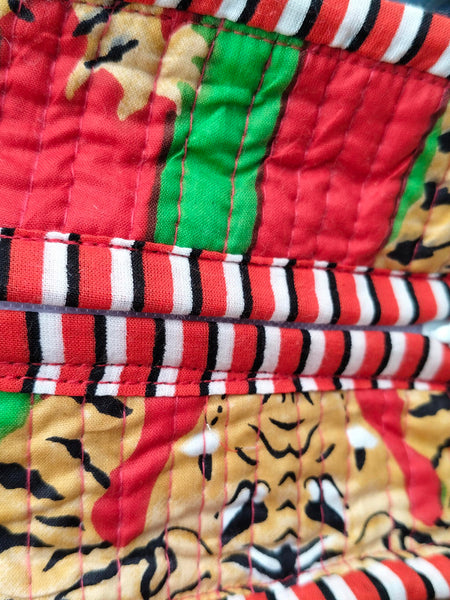 Quilted cotton handprinted reversible large floral patch work stripe tote bag eco friendly Sturdy Grocery Shopping Artist Boho - 41